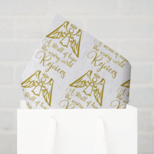 Papel De Seda Regocíjate Ángel Elegante Navidad Religiosa Dorada