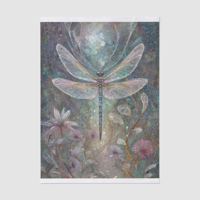 Papel De Seda Reina Brillante de Verano, Jardín de Libélulas (Anverso)