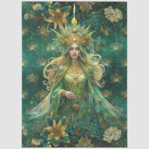 Papel De Seda Reina de bosque esmeralda de fantasía decoupage