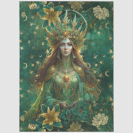Papel De Seda Reina de bosque esmeralda de fantasía decoupage