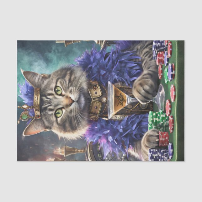 Papel De Seda Reina de la mesa, cartas de juego de gatos (Anverso)