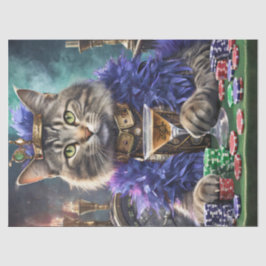 Papel De Seda Reina de la mesa, gato jugando cartas