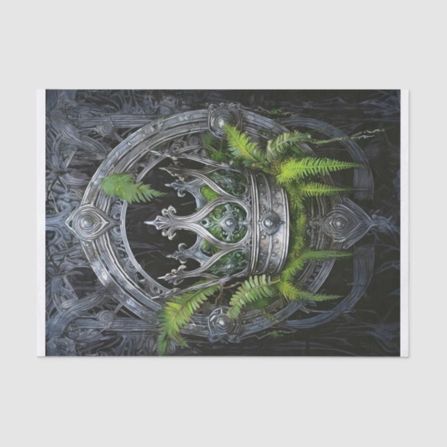 Papel De Seda Reina del bosque, corona plateada de helechos (Anverso)
