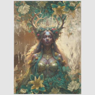Papel De Seda Reina del Bosque de Esmeralda de Fantasía Decoupag