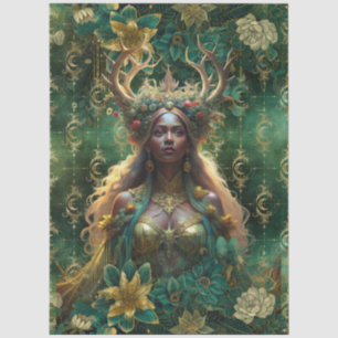 Papel De Seda Reina del Bosque de Esmeralda de Fantasía Decoupag