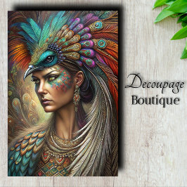Papel De Seda Reina del Pavo Real Decoupage