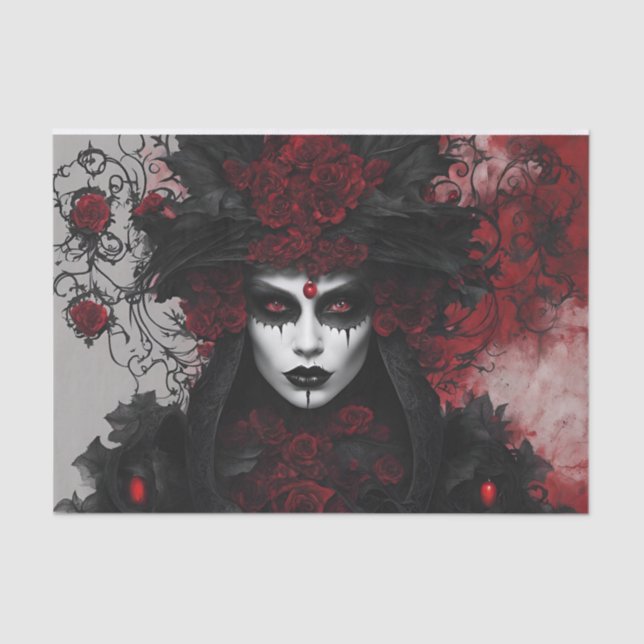 Papel De Seda Reina Gótica Decoupage de Halloween  (Anverso)