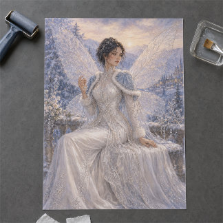 Papel De Seda Reina Hada de Invierno en un Reino Encantado Nevad