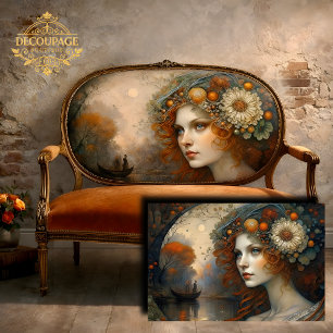Papel De Seda Reina Hada de Otoño Río Fantasía Decoupage