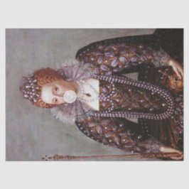 Papel De Seda Reina Isabel I soplando chicle blanco