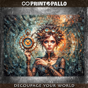 Papel De Seda Reina Steampunk de la dimensión del reloj y del ti