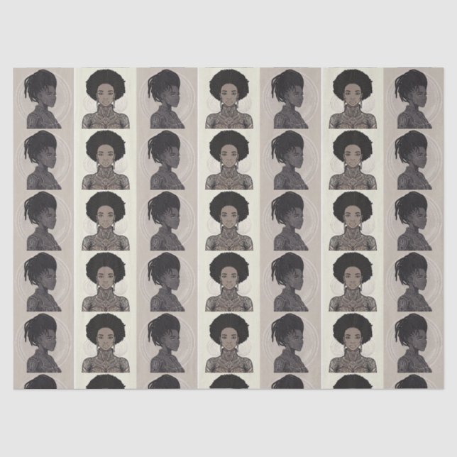 Papel De Seda Reinas Afrofuturistas Monocromas (Anverso)