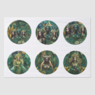 Papel De Seda Reinas de Esmeralda Fantasía del Bosque Decoupage
