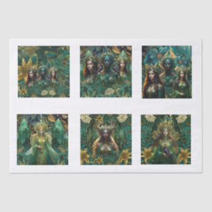 Papel De Seda Reinas Esmeralda de Fantasía del Bosque Decoupage
