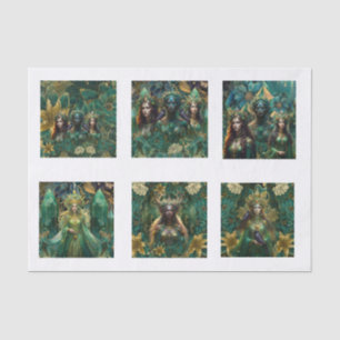 Papel De Seda Reinas Esmeralda de Fantasía del Bosque Decoupage