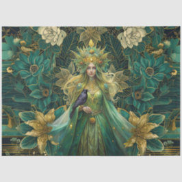 Papel De Seda Reinas Esmeraldas de Fantasía del Bosque Decoupage