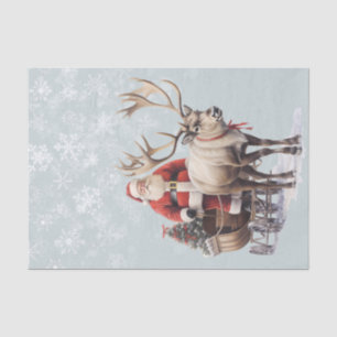 Papel De Seda Reindeer de Santa Claus y acuarela