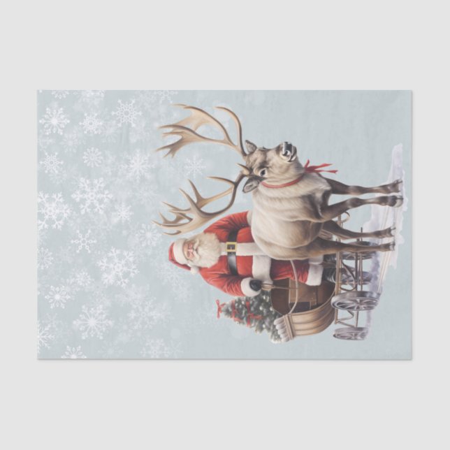 Papel De Seda Reindeer de Santa Claus y acuarela (Anverso)