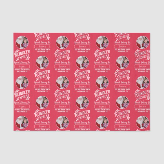 Papel De Seda Reindeer Express de Santa Photo Navidades Red (Anverso)