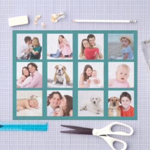 Papel De Seda Rejilla de 12 fotos Personalizar color de fondo