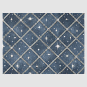 Papel De Seda Rejilla de Diamante Azul Medianoche - Noche Estrel