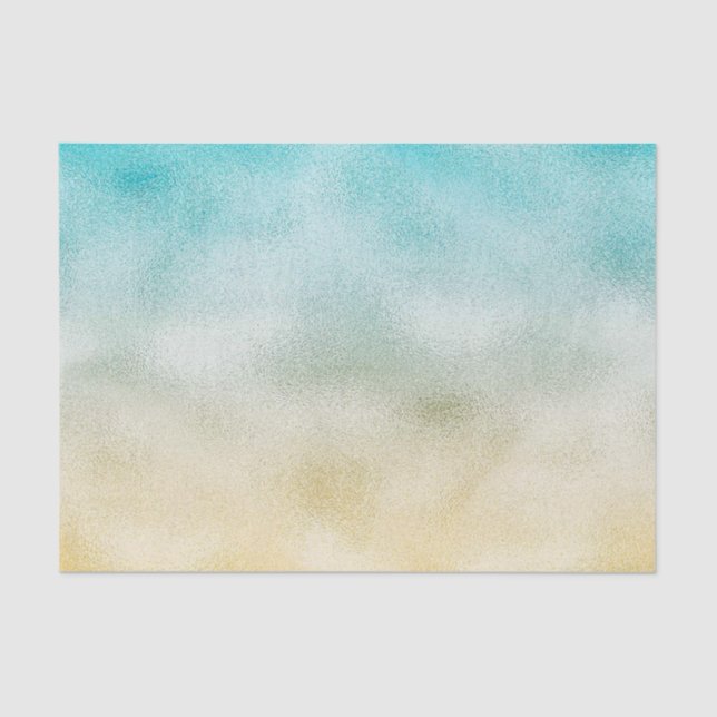 Papel De Seda Relieve metalizado Aqua y Gold Ombre (Anverso)