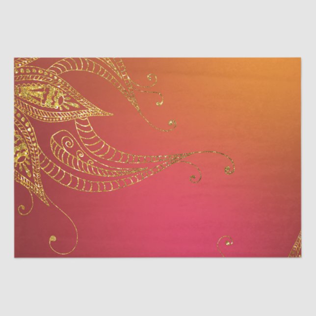 Papel De Seda Relieve metalizado dorado árabe (Anverso)