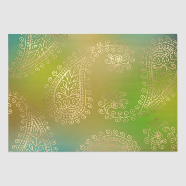 Papel De Seda Relieve metalizado dorado árabe (Anverso)