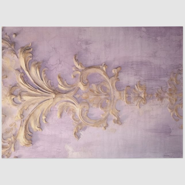Papel De Seda Relieve metalizado dorado de pared de grunce viole (Anverso)