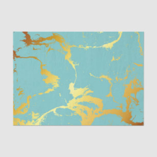 Papel De Seda Relieve metalizado dorado turquesa