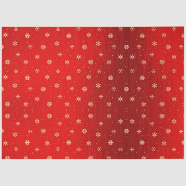 Papel De Seda Relieve metalizado Metálico Rojo Navidades de copo (Anverso)