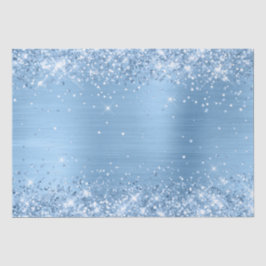 Papel De Seda Relieve metalizado Ombre Azul Bebé Luz Purpurinoso