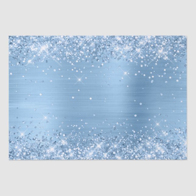 Papel De Seda Relieve metalizado Ombre Azul Bebé Luz Purpurinoso (Anverso)