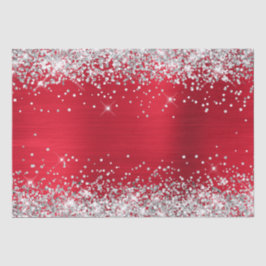 Papel De Seda Relieve metalizado Ombre rojo brillante Purpurina 