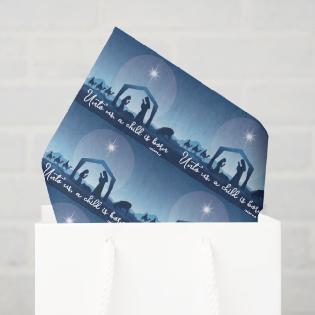 Papel De Seda Religious Christmas Nativity Scene Pattern (Bolsa de regalo)