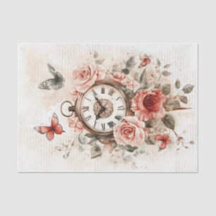 Papel De Seda Reloj Antiguo con Letra a Mano para Decoupage