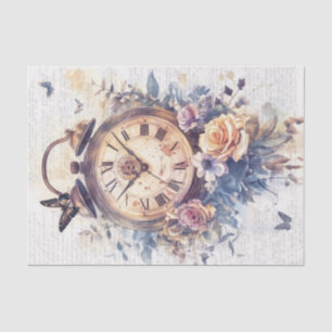 Papel De Seda Reloj Antiguo con Letra para Decoupage