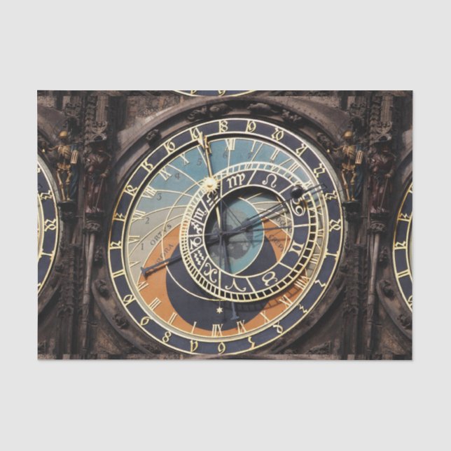 Papel De Seda Reloj Astronómico En Praga (Anverso)