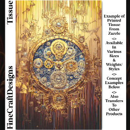 Papel De Seda Reloj azul dorado, perchas de engranajes desconcha