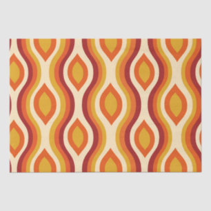Papel De Seda Reloj de arena retro ogee en naranja, amarillo y r