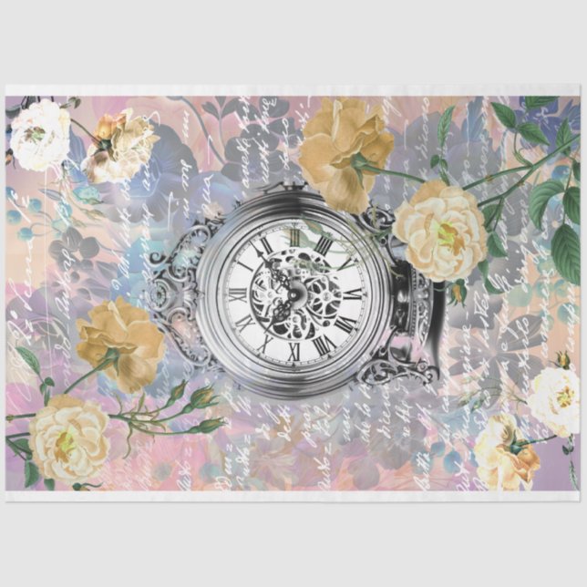 Papel De Seda Reloj de cosecha y desalojo de Rosas (Anverso)