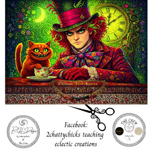 Papel De Seda Reloj Descollado Gato Sonriente Fiesta del Té