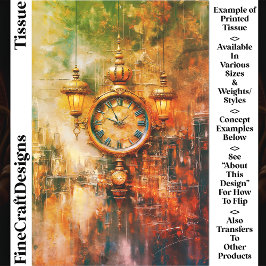 Papel De Seda Reloj dorado vibrante y linternas CS4 decoupage