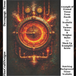 Papel De Seda Reloj Industrial Steampunk Brillante FG8 Decoupage