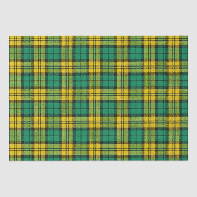 Papel De Seda Reloj negro verde amarillo Campbell Tartan Plant (Anverso)