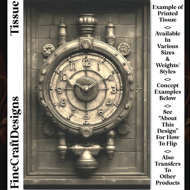 Papel De Seda Reloj Sepia Victoriano Steampunk CZ2S Decoupage (Subido por el creador)