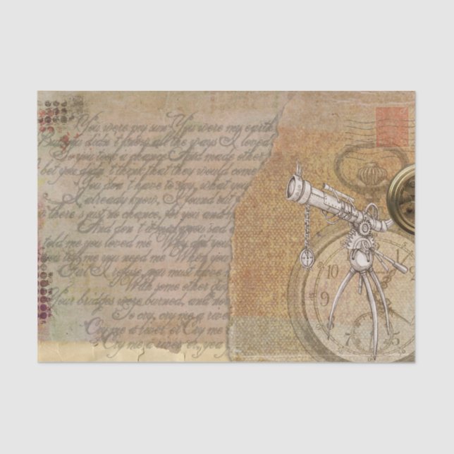 Papel De Seda Reloj y guión de telescopio inspirado en Victoria (Anverso)