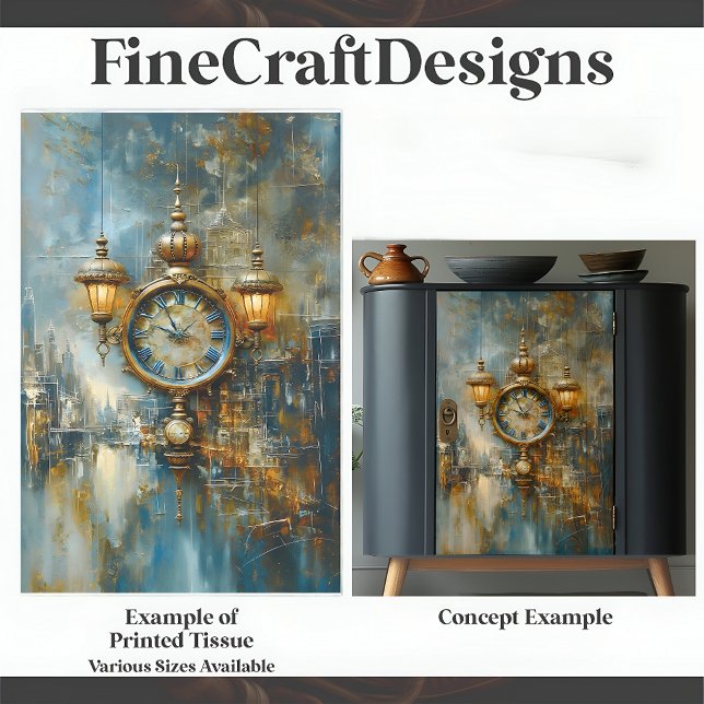 Papel De Seda Reloj y Linternas Elegantes Steampunk A8 Decoupage (Subido por el creador)