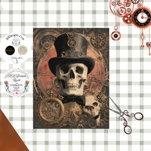 Papel De Seda Relojería de cráneo steampunk decoupage