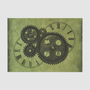 Papel De Seda Relojes y engranajes de Steampunk del Grunge